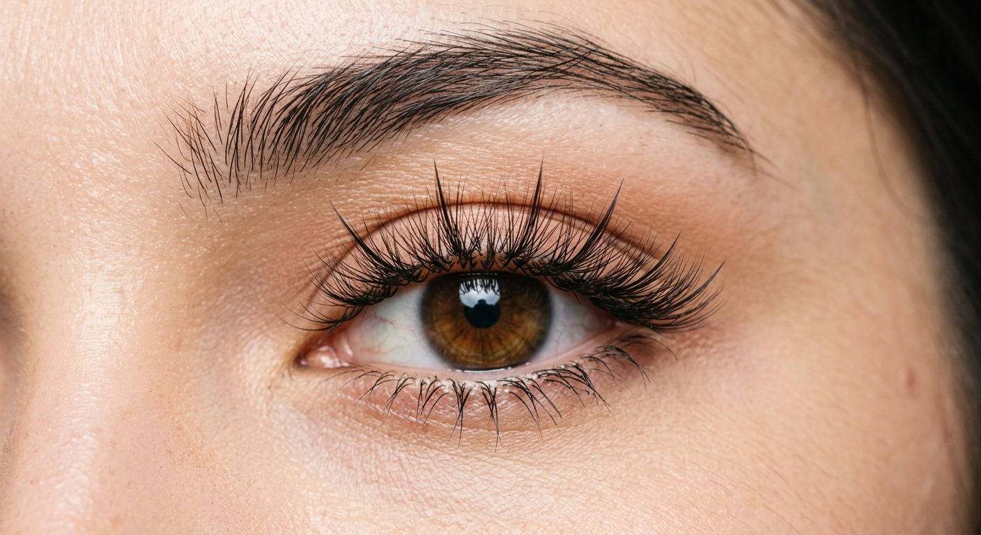 Hybrid lash extension styles close-up