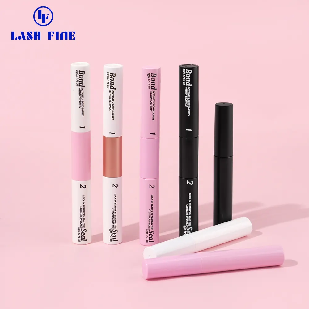 Three-piece lash bond and seal kit with applicator wand and tweezers