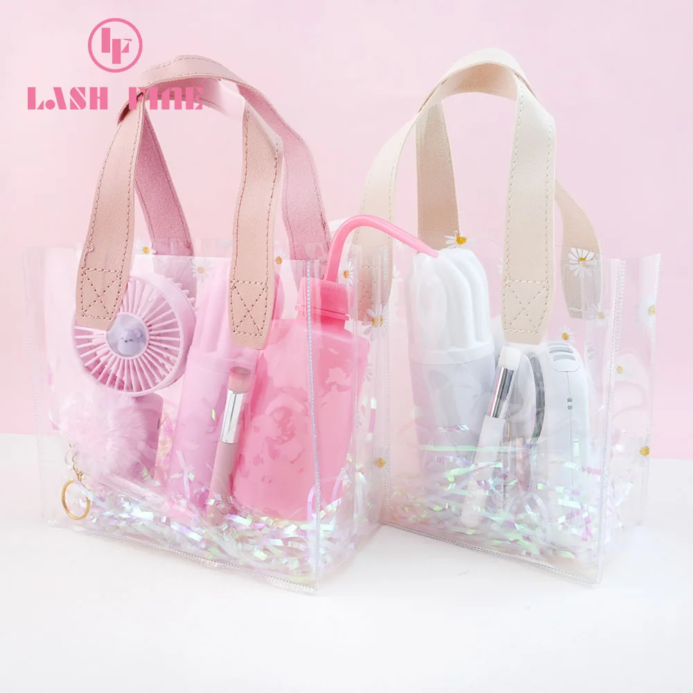 Lash extension starter kits packed in transparent carry bags