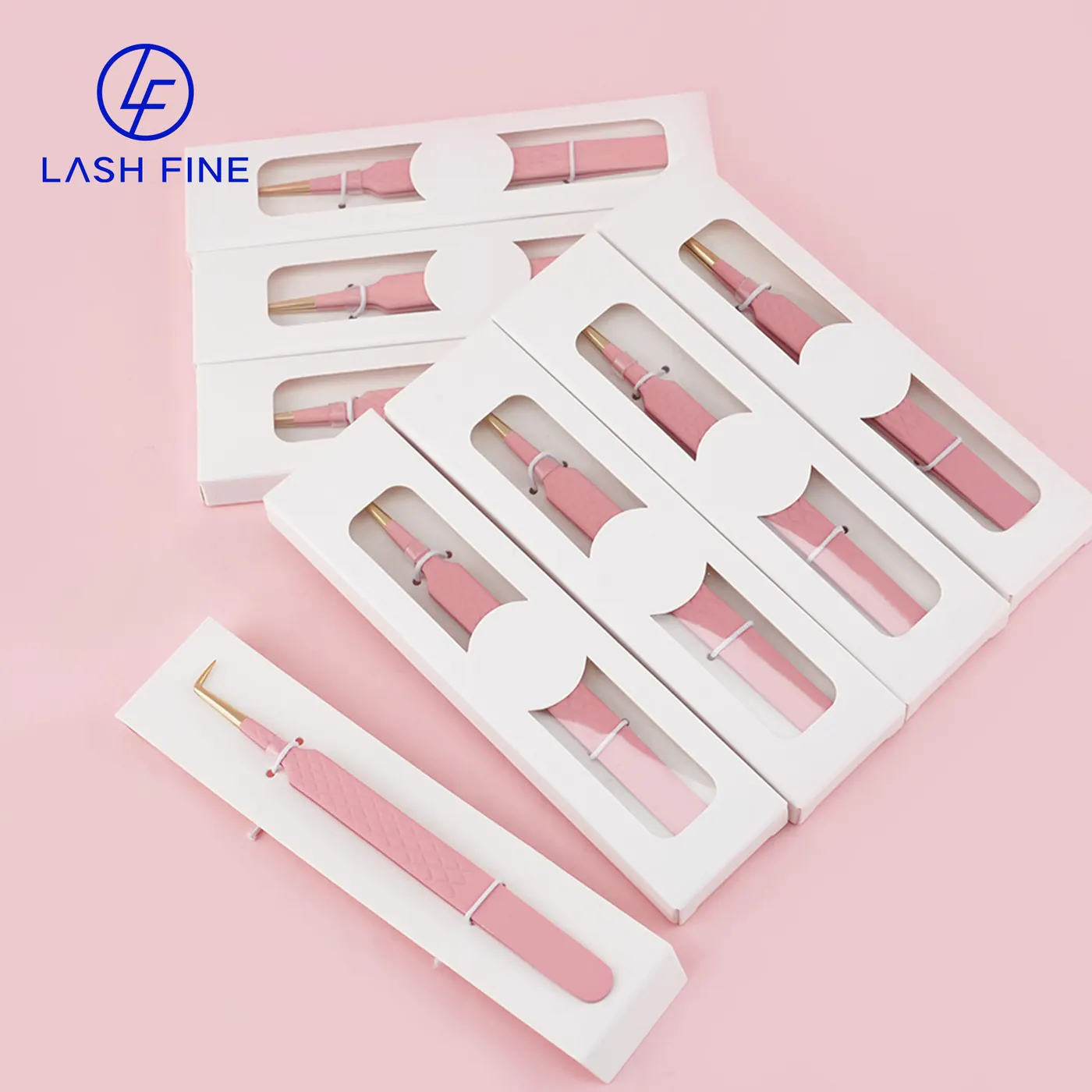 Lash Fine lash tweezers packed in window boxes for bulk orders